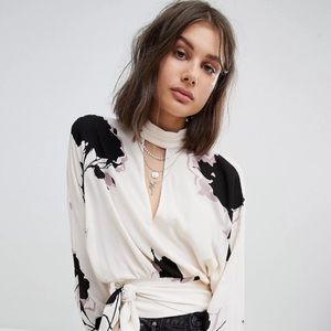 NWT Free People Floral Open Back Top SIZE L